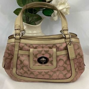 Coach Cricket Signature Pink Jacquard Purse